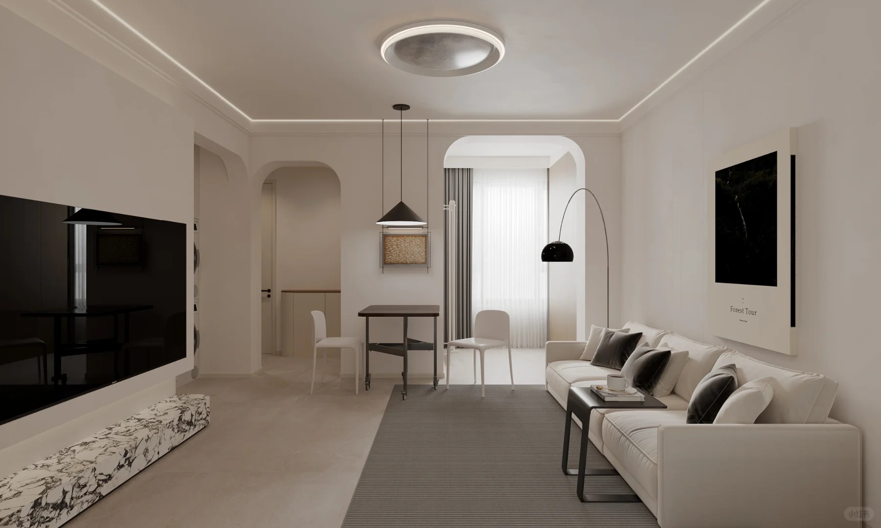 观音寺北里75㎡三居：拱形门点题的小户型改造