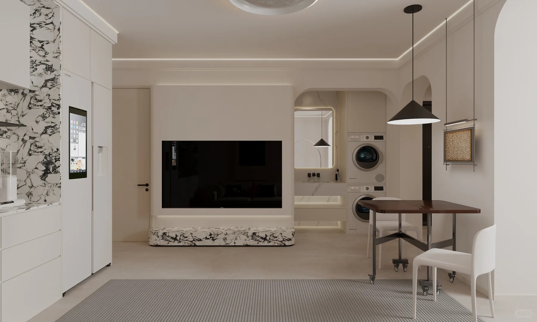 观音寺北里75㎡三居：拱形门点题的小户型改造 配图 2